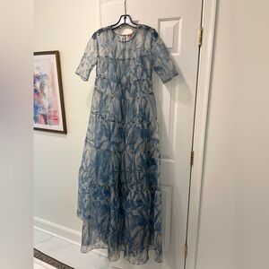 STAUD Blue Floral Formal Dress